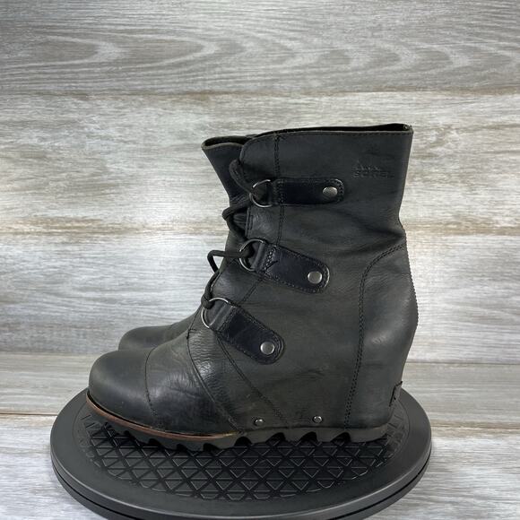 Sorel Women's Joan Of Arctic Wedge II Chelsea Black Boots Size 7.5 - Picture 1 of 8